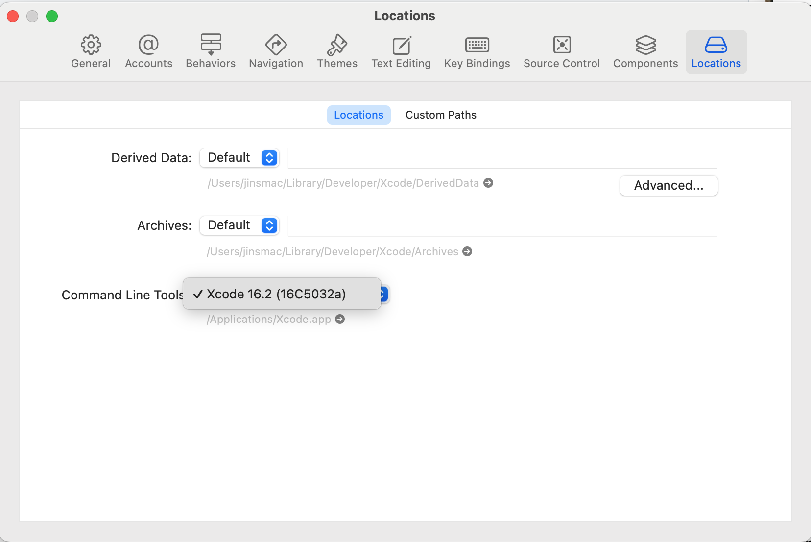 xcode - settings - location